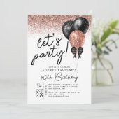 Invitation Rose Rose Or Black Parties scintillant Balloon Ann (Debout devant)