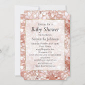 Invitation Rose Rose Or Blanc Baby shower Floral (Devant)