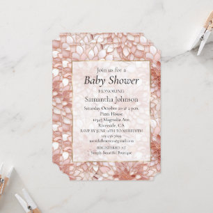 Invitation Rose Rose Or Blanc Baby shower Floral