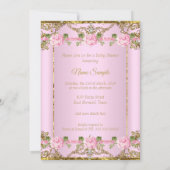 Invitation Rose rose or blanc Princesse Baby shower Brunette (Dos)