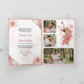 Invitation Rose Rose Or dentelle Florale Indien Mariage Peaco (Intérieur)