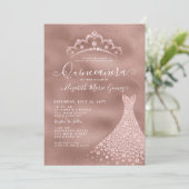 Invitation Rose Rose Or Diamant Tiara Robe Quinceanera (Debout devant)