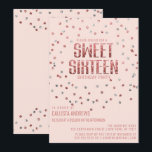 Invitation Rose Rose Or Parties scintillant Argent Confetti S<br><div class="desc">Cette invitation élégante et chic à la fête d'anniversaire en sweet sixteen est le design parfait pour votre jeune adolescente. Il présente un confetti en or brillant et en parties scintillant argentée imbibée d'un simple arrière - plan rose vif avec une typographie de parties scintillant en or rose assortie. C'est...</div>