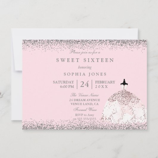 Invitation Rose Rose Or Parties scintillant Sweet 16 Invitati (Dos)