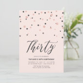 Invitation Rose Rose Or Simple Trente anniversaire fête (Debout devant)