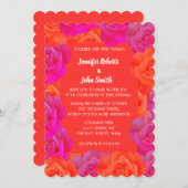 Invitation Rose rose orange Motif  QR Code Mariage (Devant / Derrière)