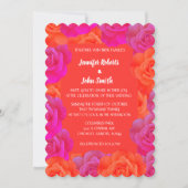 Invitation Rose rose orange Motif  QR Code Mariage (Devant)