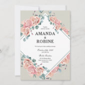 Invitation Rose rose pâle (Devant)