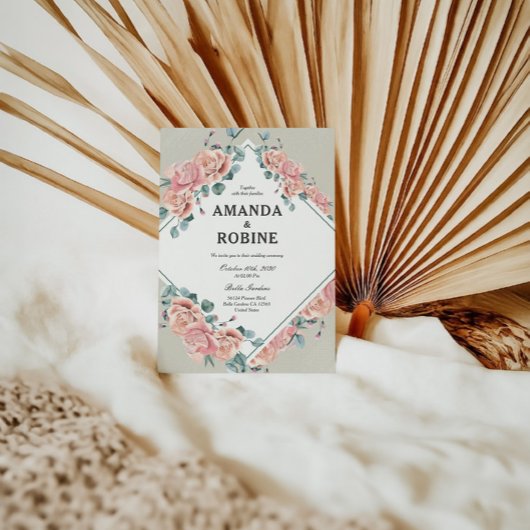Invitation Rose rose pâle