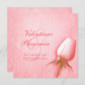 Invitation Rose rose pâle buse mariage carré (Devant / Derrière)