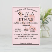 Invitation Rose rose pâle Chic Mariage floral d'été (Debout devant)