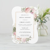 Invitation Rose rose pâle Fête des mariées florale (Debout devant)