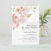 Invitation Rose rose pâle Fête des mariées florale (Debout devant)