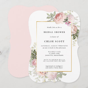 Invitation Rose rose pâle Fête des mariées florale