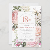 Invitation Rose rose pâle Fleur 18 Anniversaire (Devant)