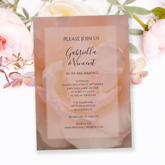 Invitation Rose rose pâle Mariage