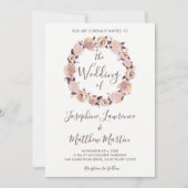 Invitation Rose rose pâle Mariage de fleurs (Devant)
