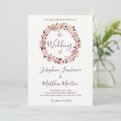 Invitation Rose rose pâle Mariage de fleurs (Debout devant)