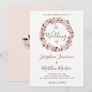 Invitation Rose rose pâle Mariage de fleurs