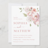 Invitation Rose rose pâle Mariage floral (Devant)