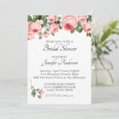 Invitation Rose Rose Pâle Mariage Shower (Debout devant)
