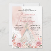 Invitation Rose rose pâle Quinceañera Photo (Devant)