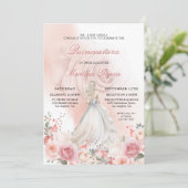 Invitation Rose rose pâle Quinceañera Photo (Debout devant)