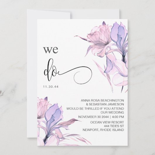 Invitation *~* Rose rose pâle rose floral RSVP AR15 QR MARIAG (Devant)