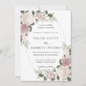 Invitation Rose rose pâle Rose Mariage Floral (Devant)