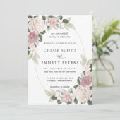 Invitation Rose rose pâle Rose Mariage Floral (Debout devant)