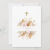 Invitation Rose rose Pampas Grass Palm Calligraphie Baptême (Dos)