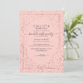 Invitation Rose Rose Parties scintillant Or Confetti Bachelor (Debout devant)