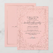 Invitation Rose Rose Parties scintillant Or Confetti Bachelor (Devant / Derrière)