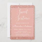 Invitation Rose - Rose Parties scintillant or Sweet sixteen A