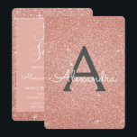 Invitation Rose - Rose Parties scintillant or Sweet sixteen A<br><div class="desc">Blush Pink - Rose Gold and Charcoal Grey (Grey) Éperche Parties scintillant Sweet sixteen Monogramme Nom et Invitation initiale de fête d'anniversaire. Cette invitation est parfaite pour la Parties scintillant Gold Sparkle Rose Sweet 16 Anniversaire à la recherche de célébrer dans Rose Rose Gold.</div>