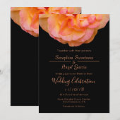 Invitation Rose rose Peach rose rose sur le Mariage noir (Devant / Derrière)