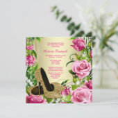 Invitation Rose Rose Pearl Or talon haute chaussure Anniversa (Debout devant)