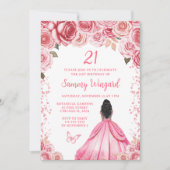 Invitation Rose rose peau foncée princesse Anniversaire (Devant)