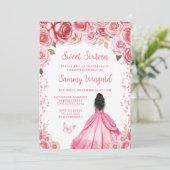 Invitation Rose rose Peau foncée Princesse Sweet sixteen (Debout devant)
