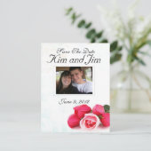 Invitation rose rose pink pour réserver la date (Debout devant)