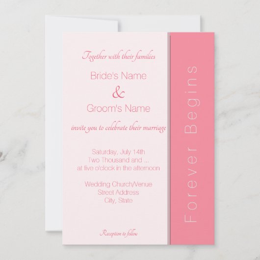 Invitation Rose Rose Pour Jamais Commence Simplement Un Maria (Devant)