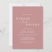 Invitation Rose Rose poussiéreux | Dîner d'anniversaire moder (Devant)