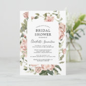 Invitation Rose rose poussiéreux Fête des mariées florale (Debout devant)
