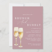 Invitation Rose Rose poussiéreux | Fille Champagne Brunch d'a (Devant)