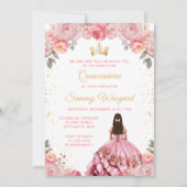 Invitation Rose Rose princesse Floral Quinceañera (Devant)