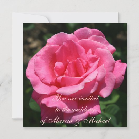 Invitation Rose rose profonde magnifique (Devant)