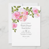 Invitation Rose rose QR Code RSVP Mariage de jardin (Devant)
