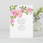 Invitation Rose rose QR Code RSVP Mariage de jardin (Debout devant)