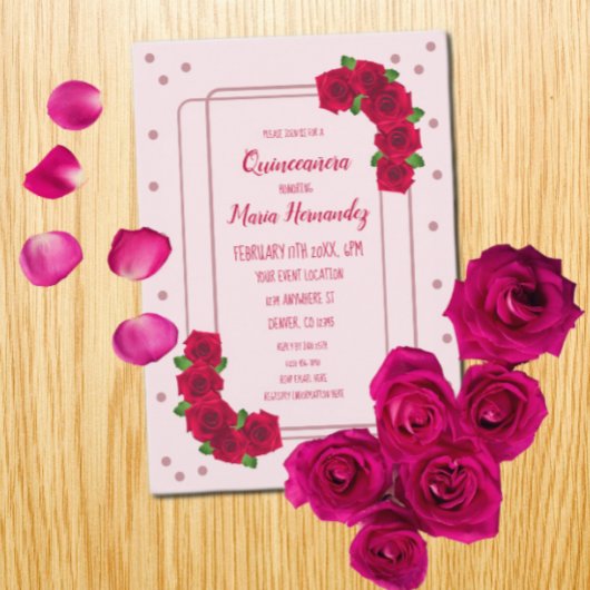Invitation Rose Rose Quinceañera rose