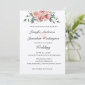Invitation Rose rose romantique florale (Debout devant)